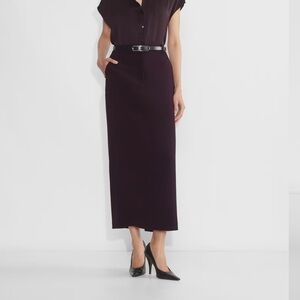 Babaton aritzia chisel maxi skirt in color noble (burgundy)